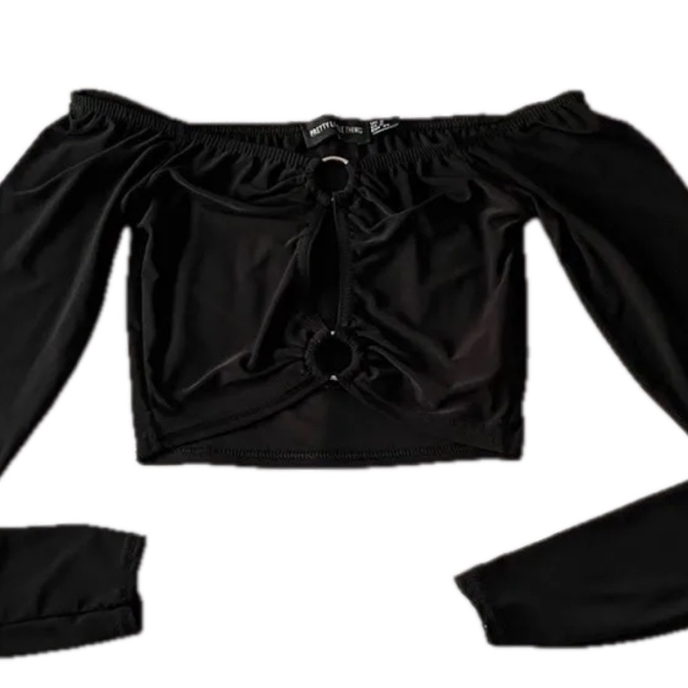 PLT off the shoulder ring crop top